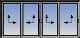 Four lifting sliding sashes meeting stile