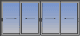 Four horizontal sliding sashes with meeting stile