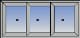 Triple horizontal sliding sash