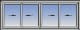 Four horizontal sliding sashes with meeting stile